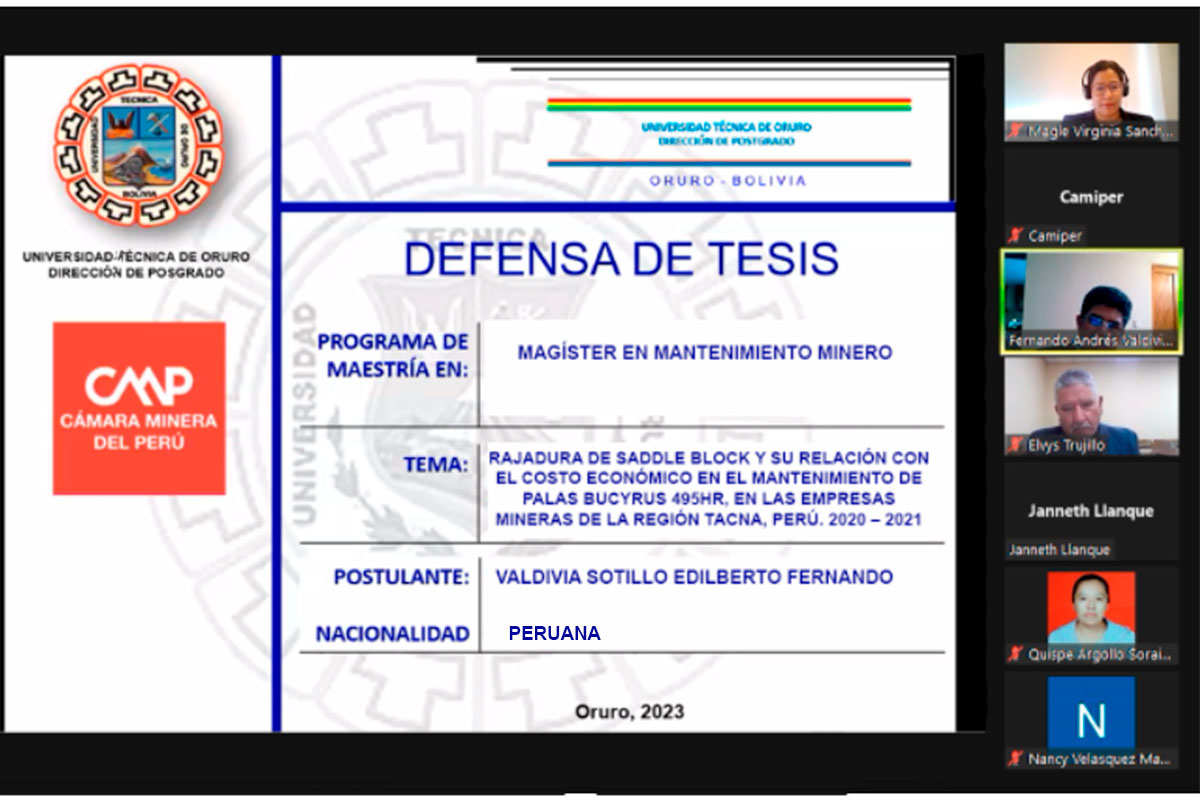 Alumno de la Maestría UTO Camiper en Mantenimiento Minero aprobó su sustentación de tesis