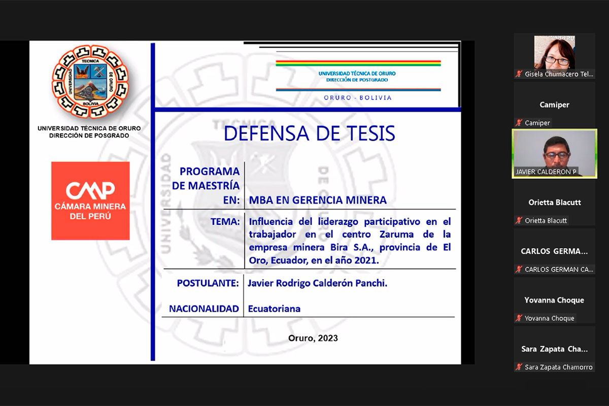 Maestrandos del MBA en Gerencia Minera aprobaron la defensa de sus tesis