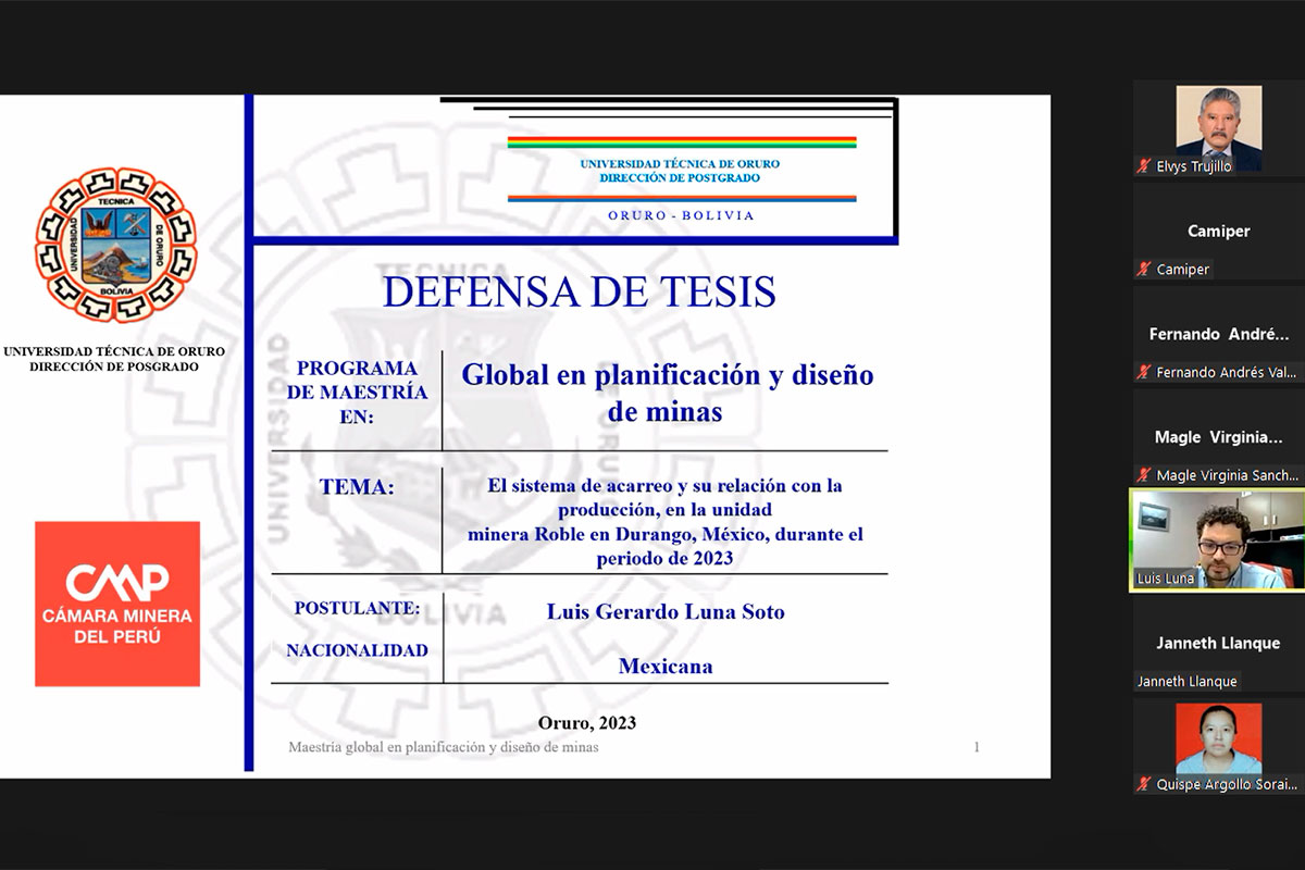 Alumno de la maestría en Planificación y Diseño de Minas aprobó sustentación de tesis