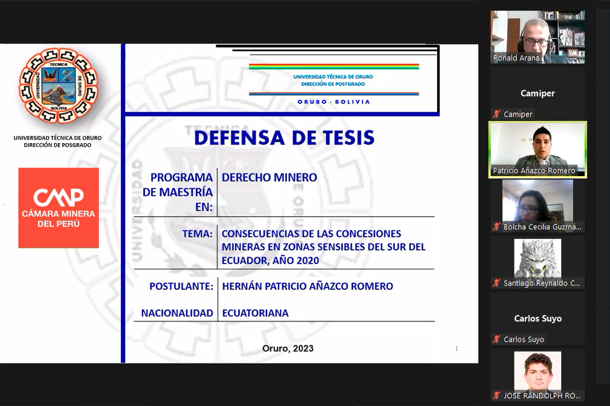 Hernán Añazco, de Ecuador, cerca de su título de Magíster en Derecho Minero