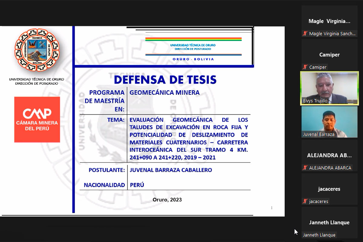 Peruano Juvenal Barraza, de la maestría en Geomecánica Minera, sustentó exitosamente su tesis