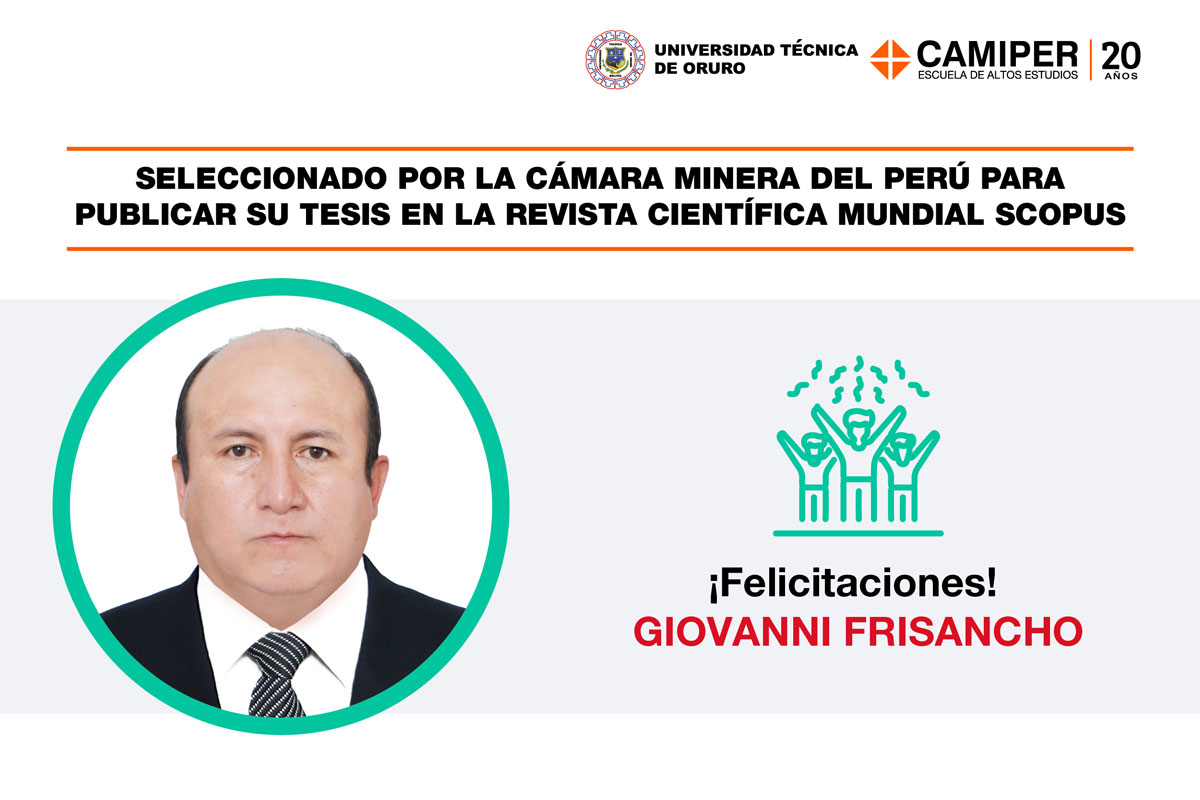Tesis del Mg. Giovanni Frisancho se publicará en revista científica SCOPUS